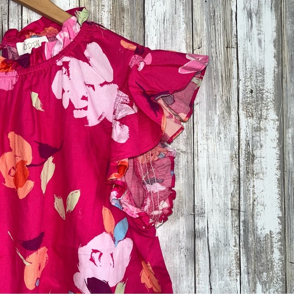 Oddy Pink Flutter Sleeve Floral Blouse - Picture 3 of 6
